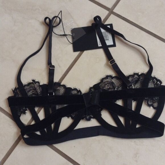 NWT Thistle and Spire Sidney Open Cup Bra Black 32DD - Picture 6 of 14